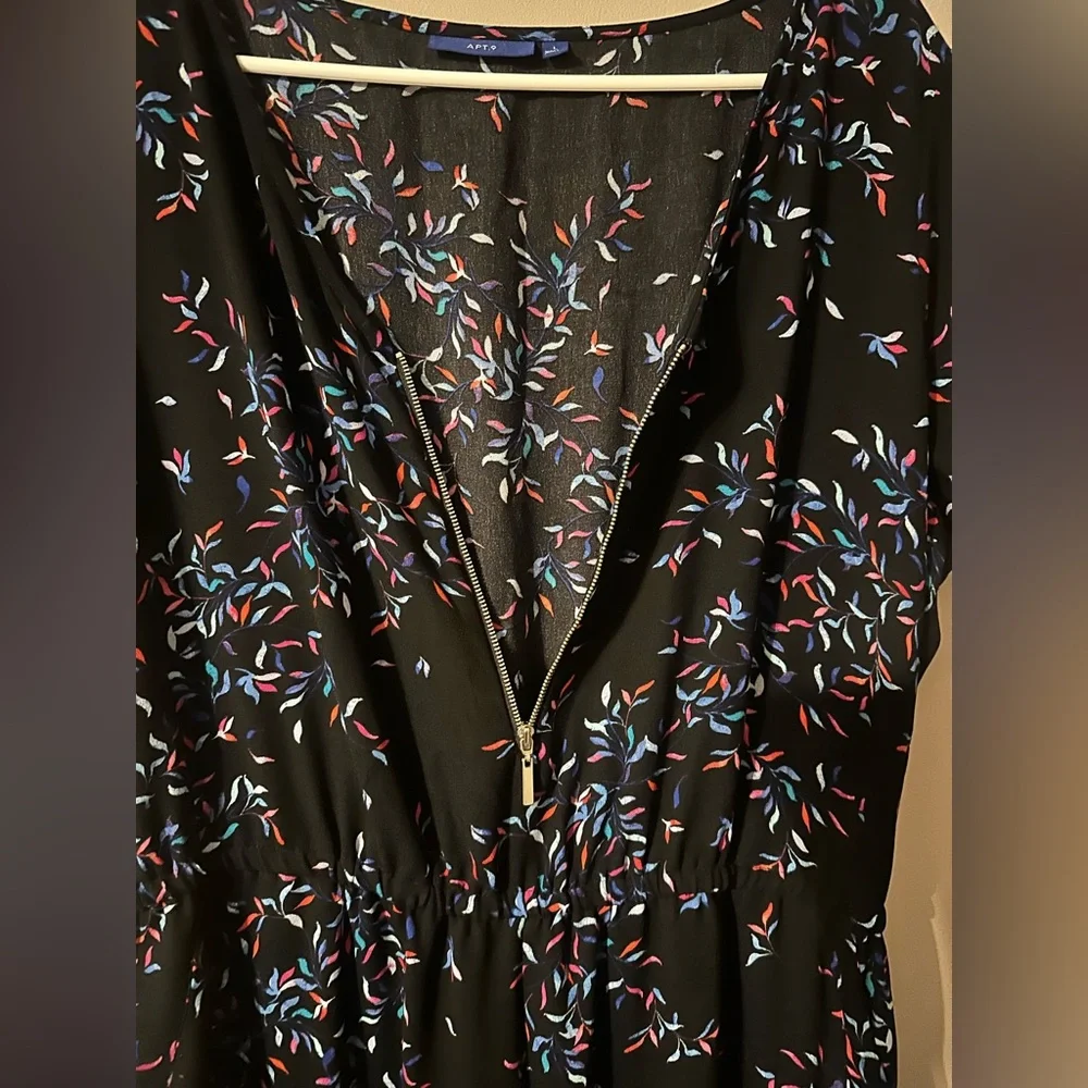 APT 9, size LARGE Elegant Black Floral romper.